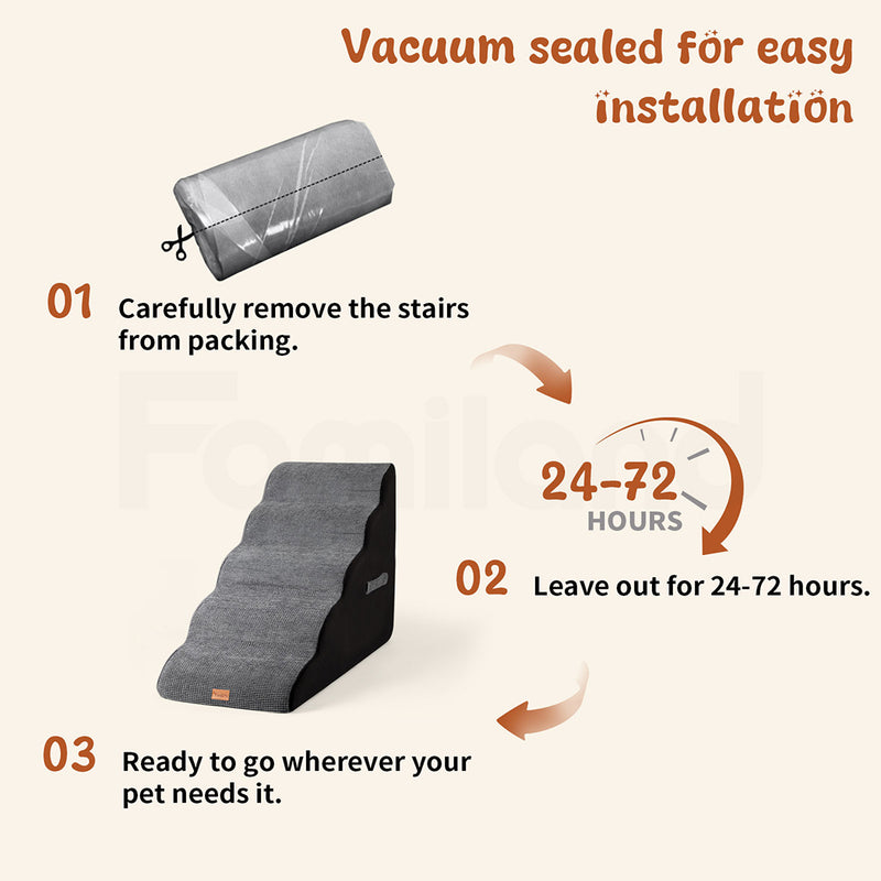 Tedi's 5 Steps Memory Foam Dog Stairs Ramp for High Bed Sofa Couch