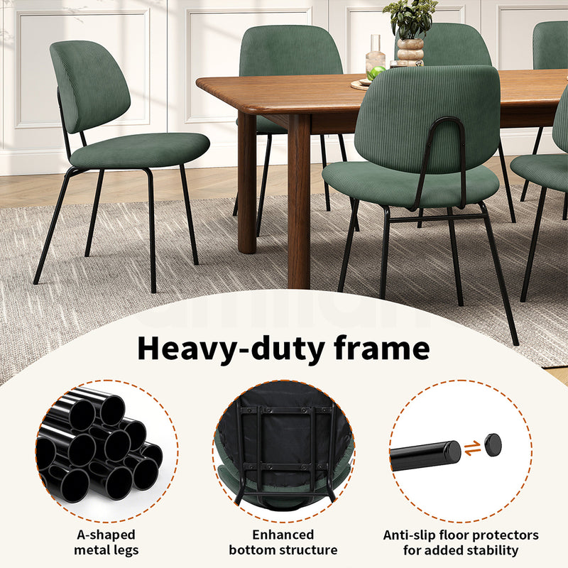 Familand Corduroy Dining Chairs Set Of 4 in Green