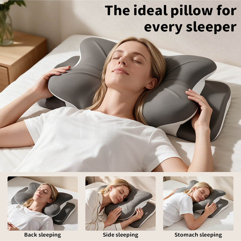 Familand Memory Foam Cervical Neck Pillow in Grey