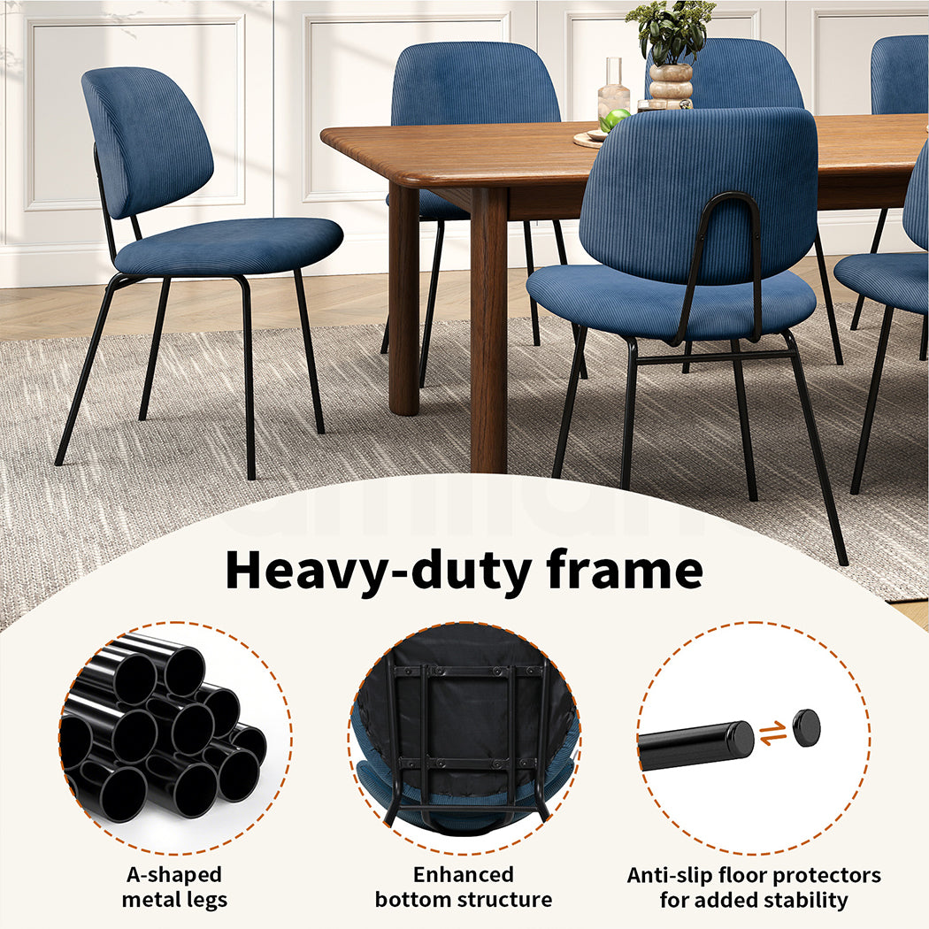 Familand Corduroy Dining Chairs Set Of 2 in Blue