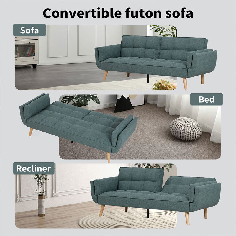 Familand 3 Seater Convertible Futon Sofa Bed in Green