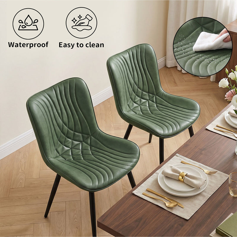 Familand Dining Chairs Set Of 2 PU Leather Padded Seat Kitchen Living Room Chair