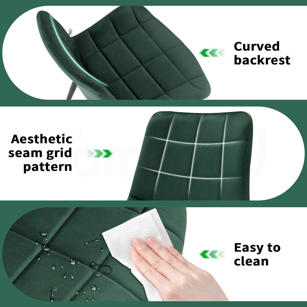 Familand Velvet Dining Chairs Set Of 4 in Green