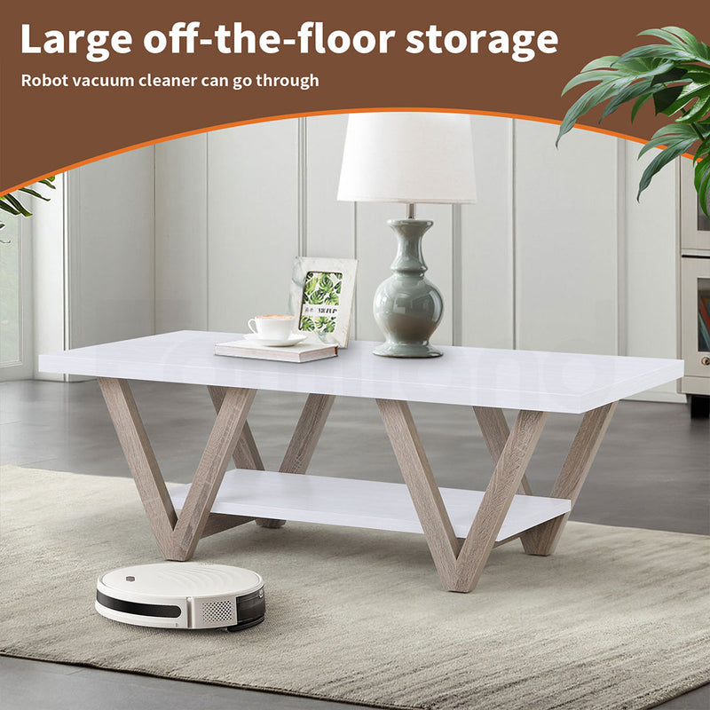 Familand 120cm Wooden Coffee Table in White