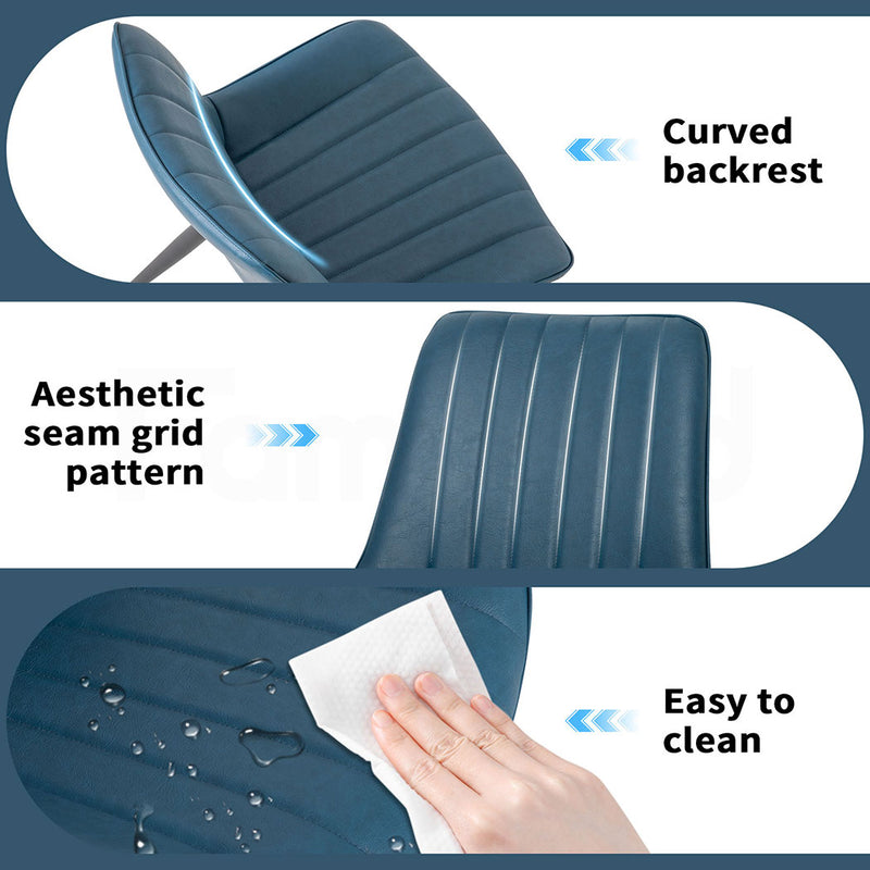 Familand Faux Leather Dining Chairs Set Of 2 in Navy