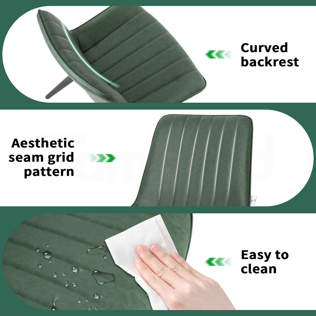 Familand Faux Leather Dining Chairs Set Of 2 in Green