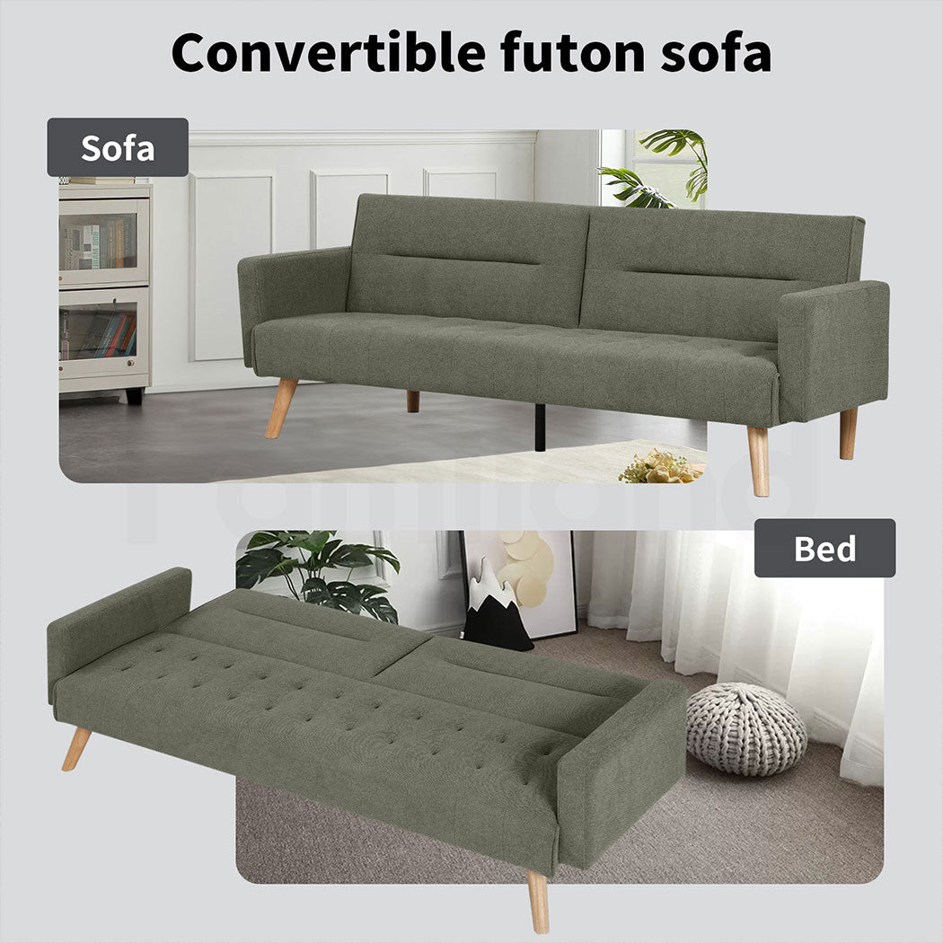 Familand 3 Seater Convertible Sofa Bed in Green