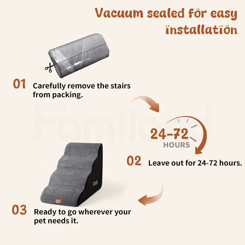 Tedi's 4 Steps Memory Foam Dog Stairs Ramp for High Bed Sofa Couch
