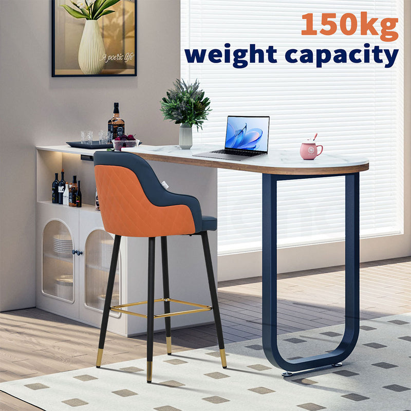 Familand Faux Leather Bar Stools Set Of 2 in Navy