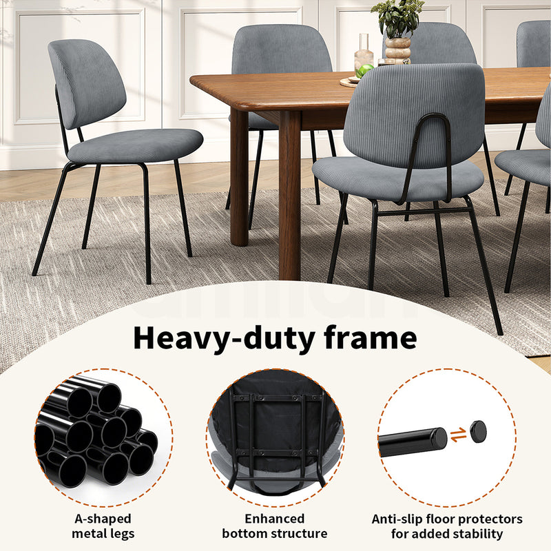 Familand Corduroy Dining Chairs Set Of 4 in Grey