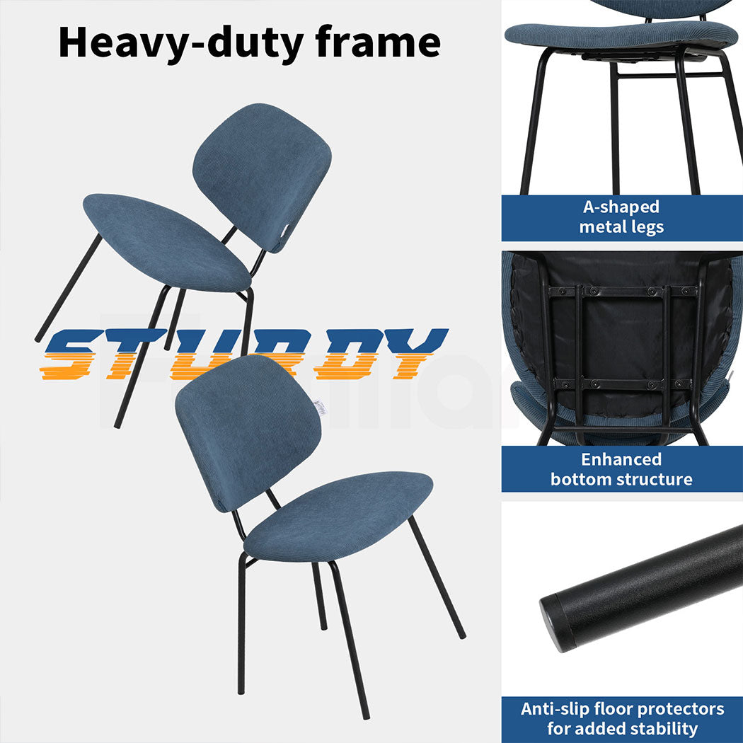 Familand Corduroy Dining Chairs Set Of 2 in Blue