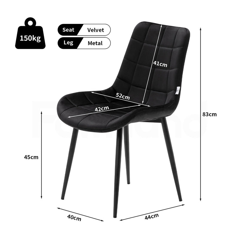 Familand Velvet Dining Chairs Set Of 4 in Black