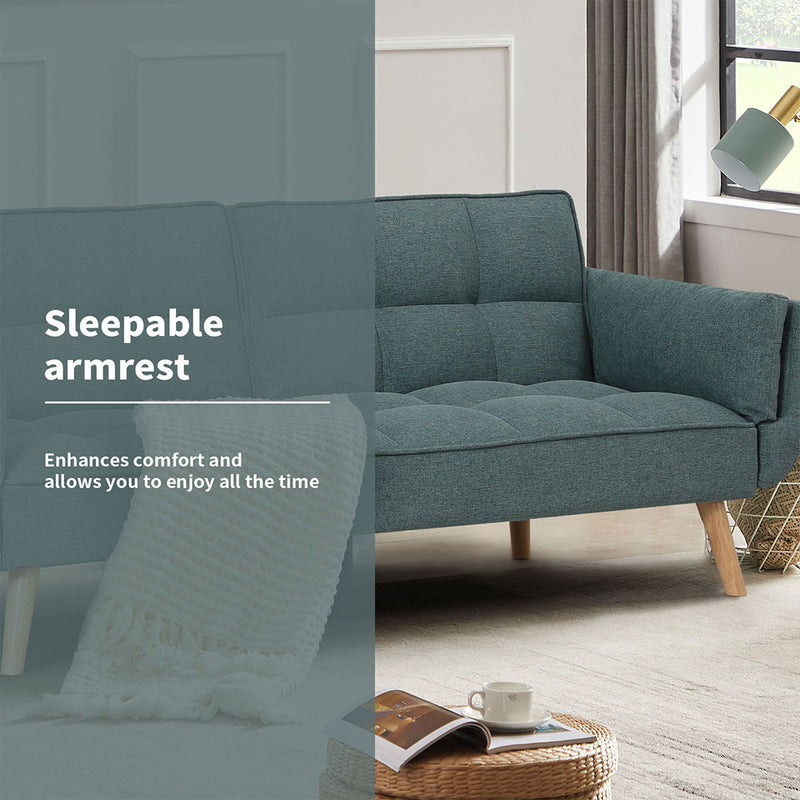 Familand 3 Seater Convertible Futon Sofa Bed in Green