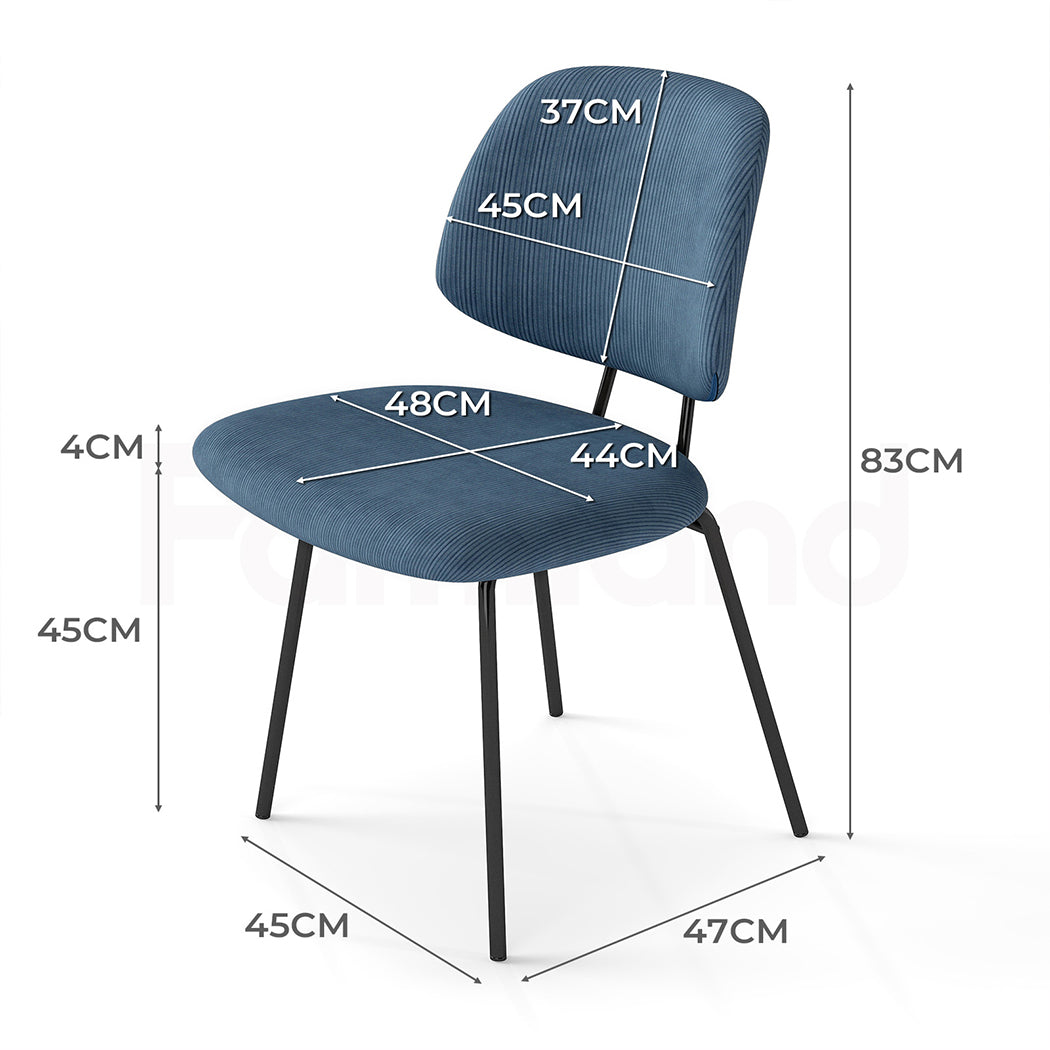 Familand Corduroy Dining Chairs Set Of 4 in Blue