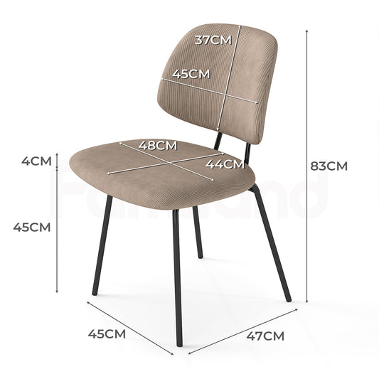 Familand Corduroy Dining Chairs Set Of 4 in Khaki