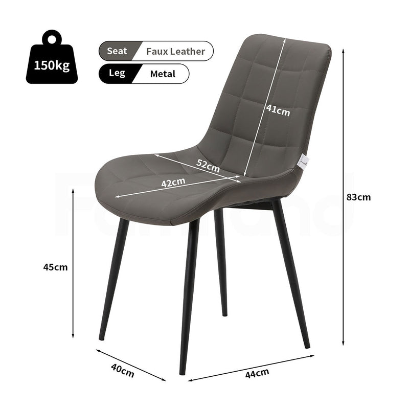 Familand Faux Leather Dining Chairs Set Of 4 in Grey