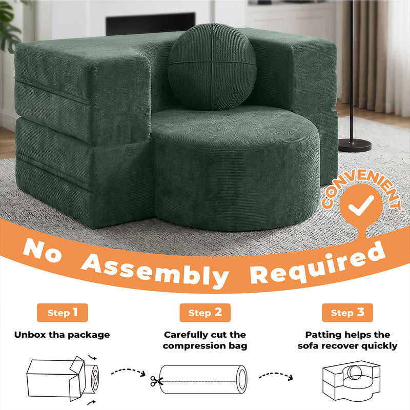 Familand 1 Seater 100cm Convertible Memory Foam Sofa Bed