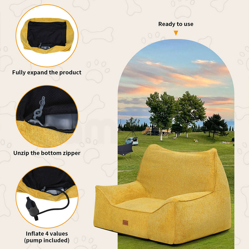 Tedi’s Pet Sofa Inflatable Dog Bed Cat Couch in Yellow