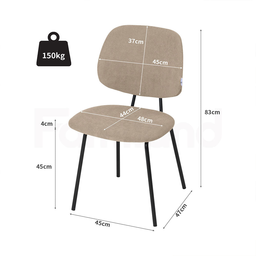 Familand Corduroy Dining Chairs Set Of 2 in Khaki