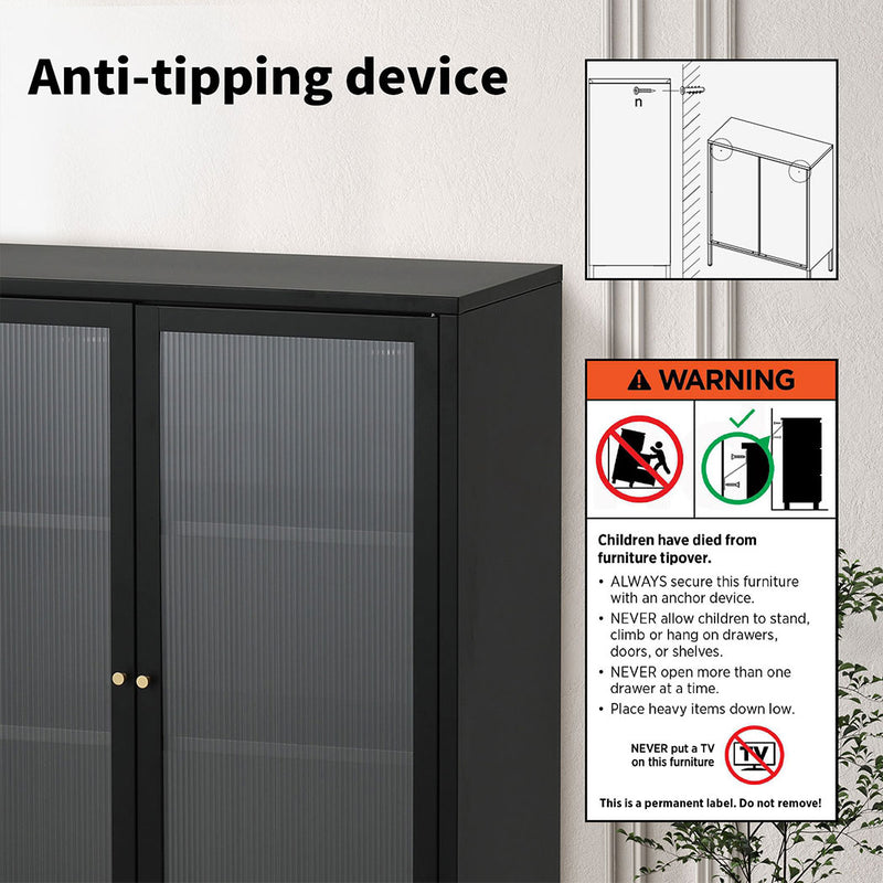 Familand Steel Buffet Sideboard in Black