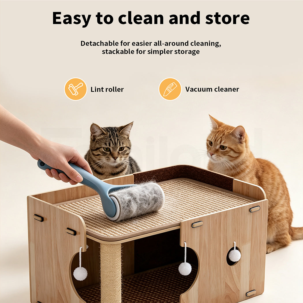 Tedi's 2-Tier Wooden Cat House