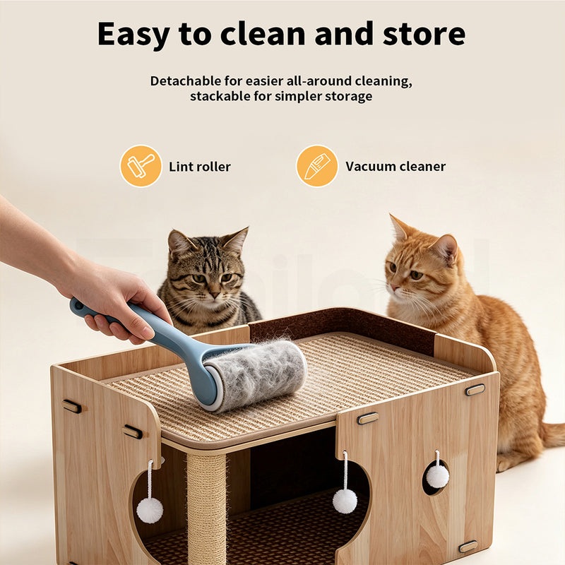 Tedi's 2-Tier Wooden Cat House