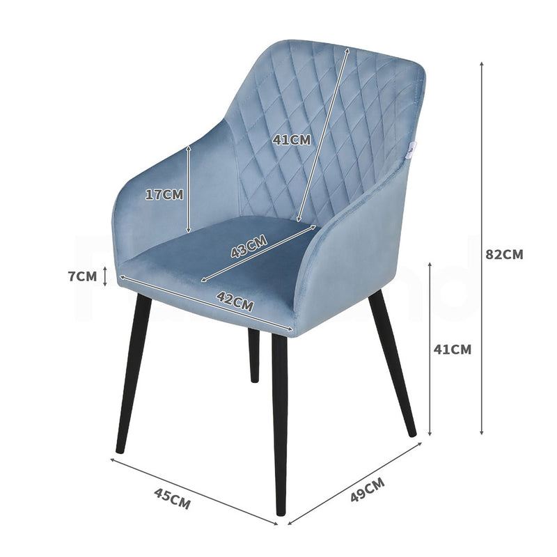 Familand Velvet Dining Chairs Set Of 2 in Blue