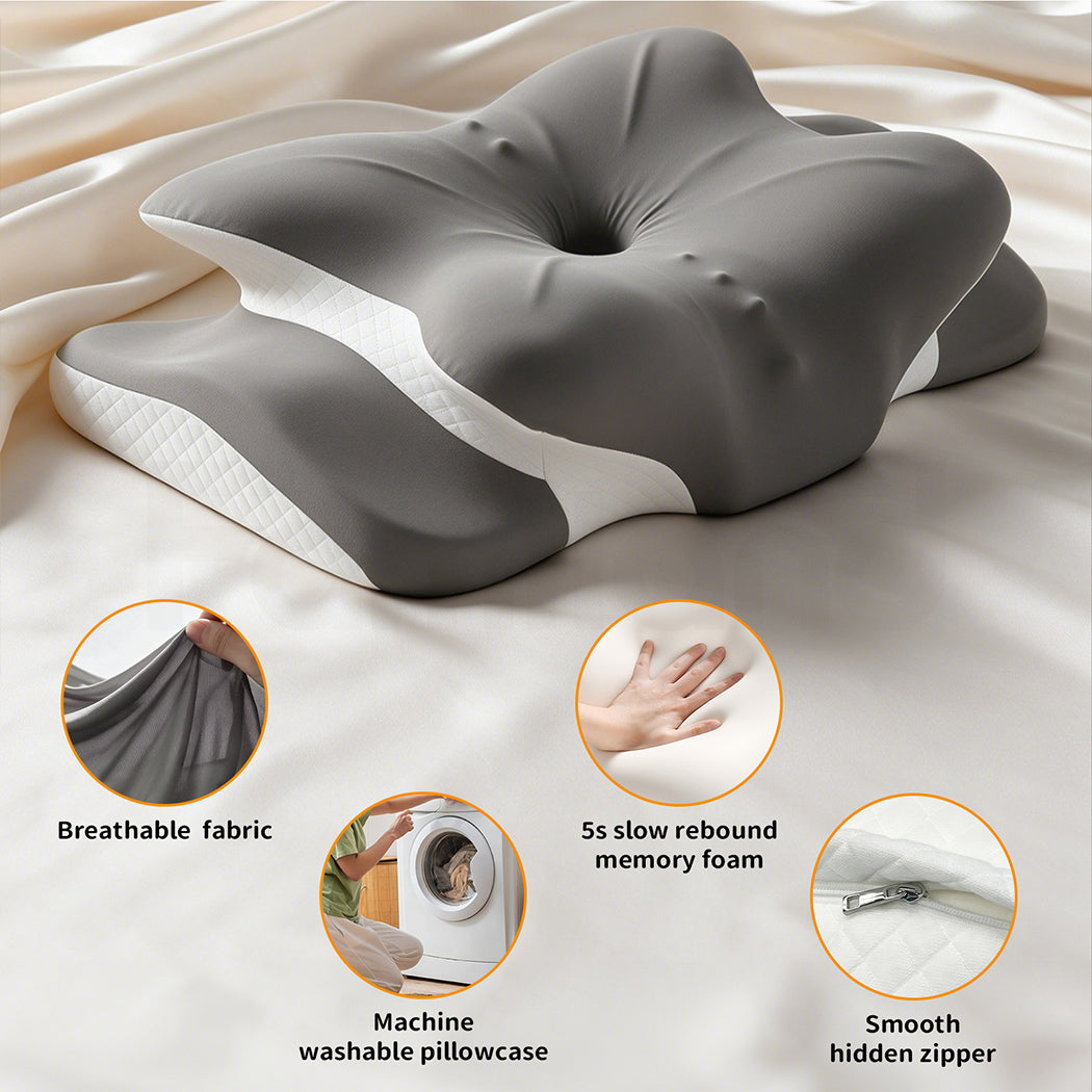 Familand Memory Foam Cervical Neck Pillow in Grey