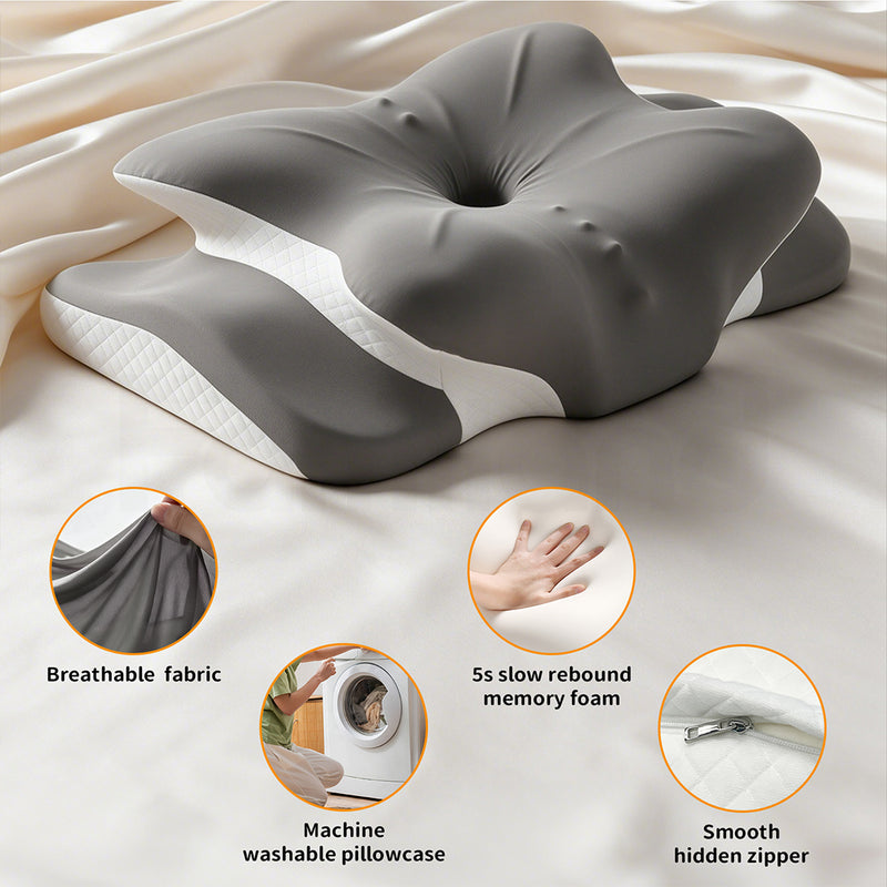 Familand Memory Foam Cervical Neck Pillow in Grey