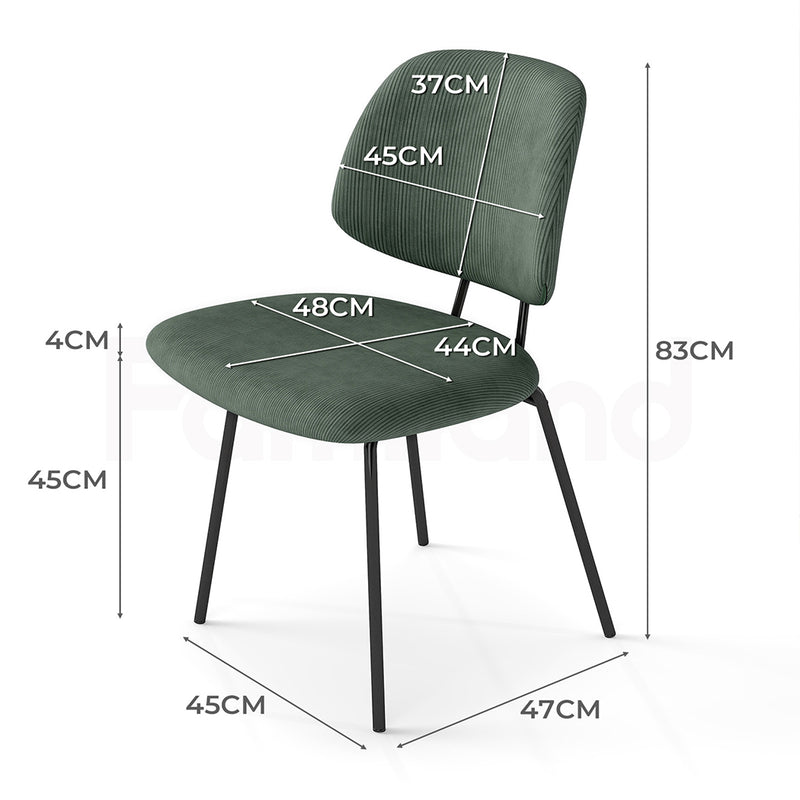 Familand Corduroy Dining Chairs Set Of 2 in Green