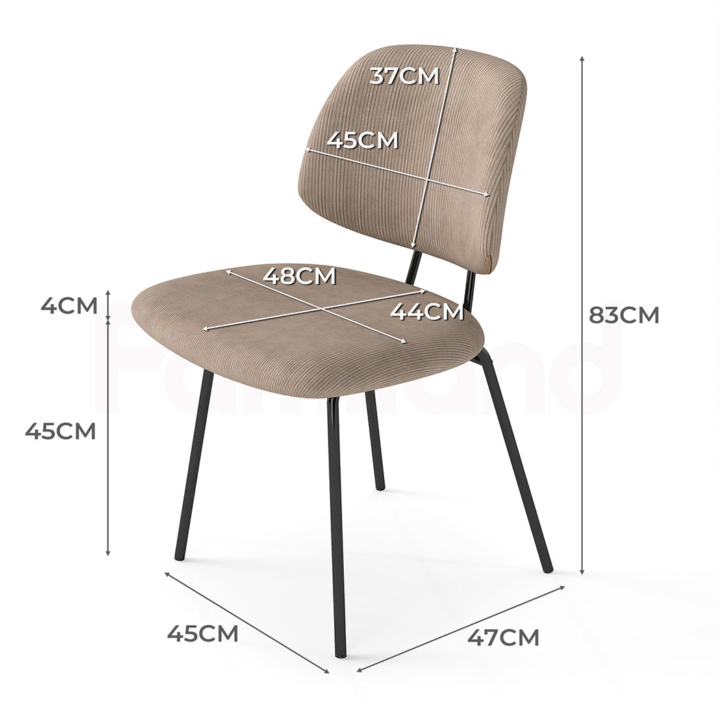 Familand Corduroy Dining Chairs Set Of 2 in Khaki