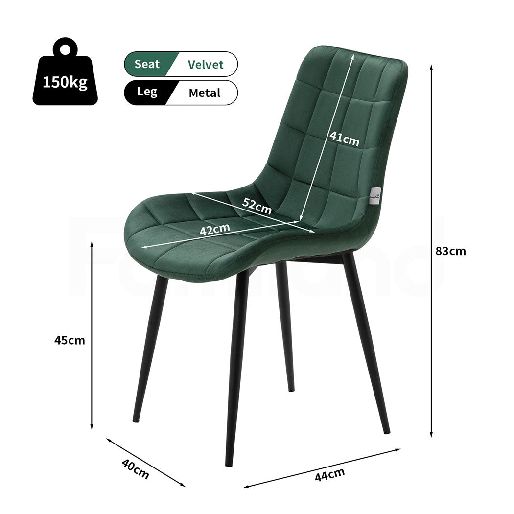 Familand Velvet Dining Chairs Set Of 4 in Green
