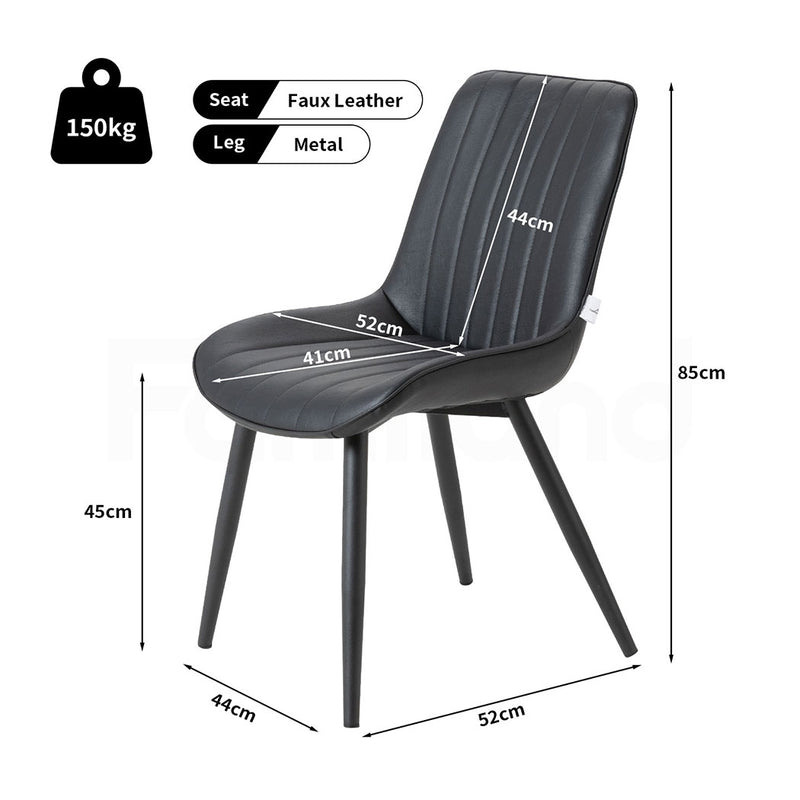 Familand Faux Leather Dining Chairs Set Of 2 in Black