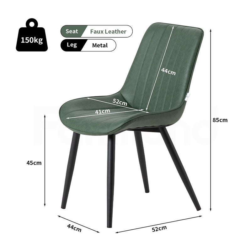 Familand Faux Leather Dining Chairs Set Of 2 in Green