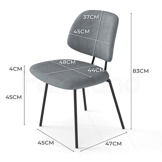 Familand Corduroy Dining Chairs Set Of 4 in Grey