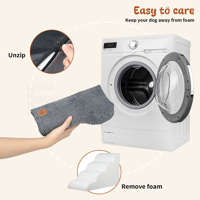 Tedi's 4 Steps Memory Foam Dog Stairs Ramp for High Bed Sofa Couch