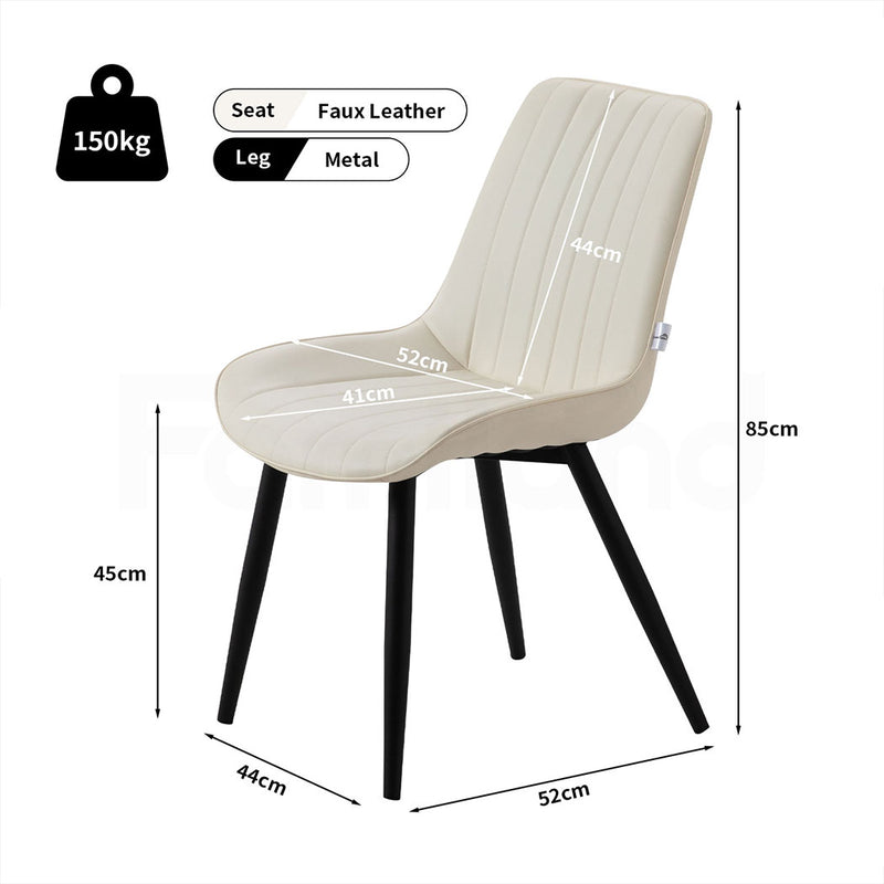 Familand Faux Leather Dining Chairs Set Of 2 in Cream