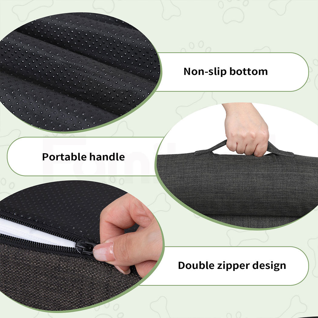 Tedi’s Linen Orthopedic Dog Bed in Dark Grey