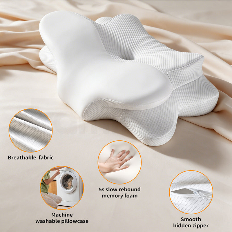 Familand Memory Foam Cervical Neck Pillow in White