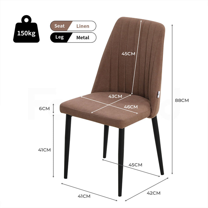 Familand Linen Dining Chairs Set Of 2 in Brown