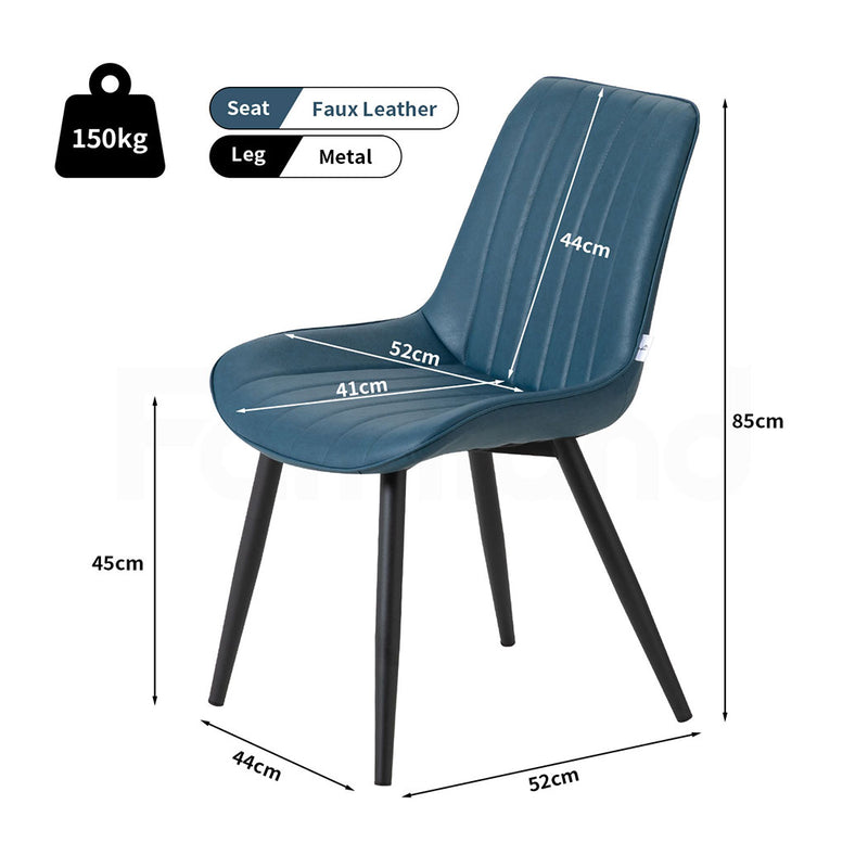 Familand Faux Leather Dining Chairs Set Of 2 in Navy