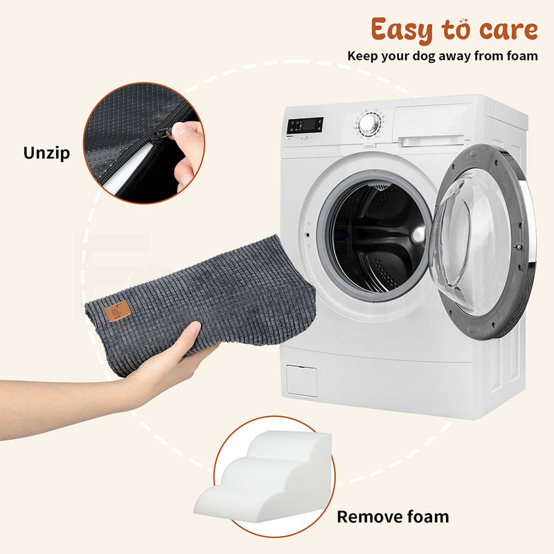 Tedi's 3 Steps Memory Foam Dog Stairs Ramp for High Bed Sofa Couch