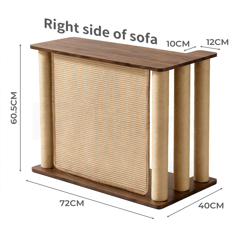 Familand Sofa Side Table with Cat Scratching Post in Right Side