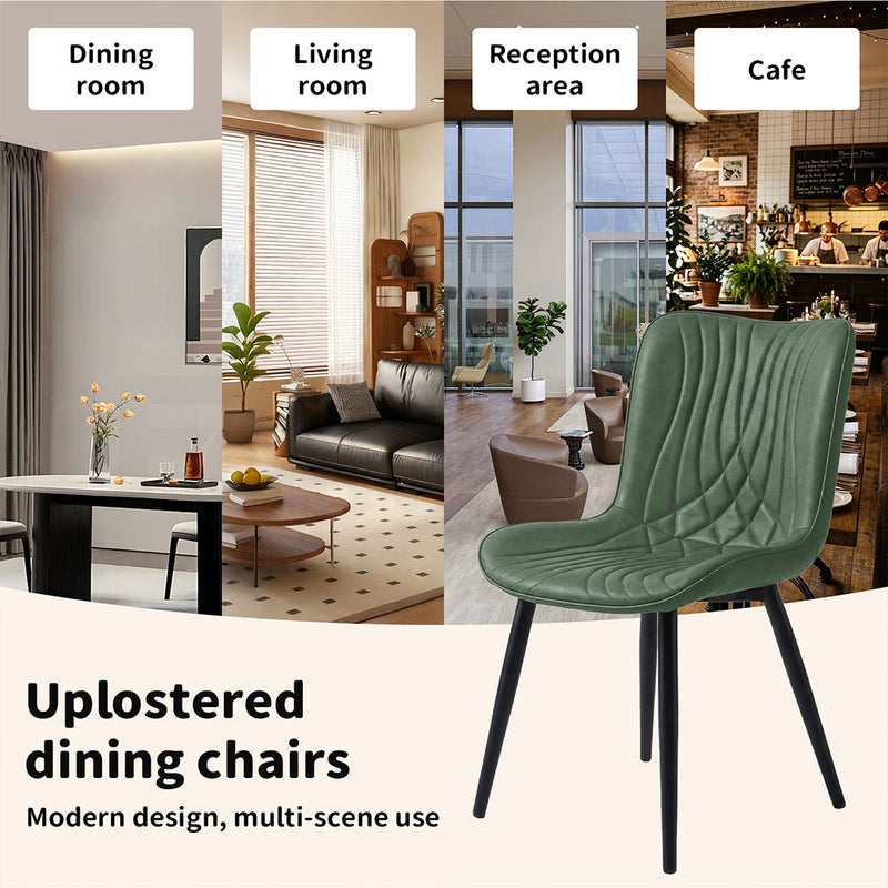 Familand Dining Chairs Set Of 2 PU Leather Padded Seat Kitchen Living Room Chair