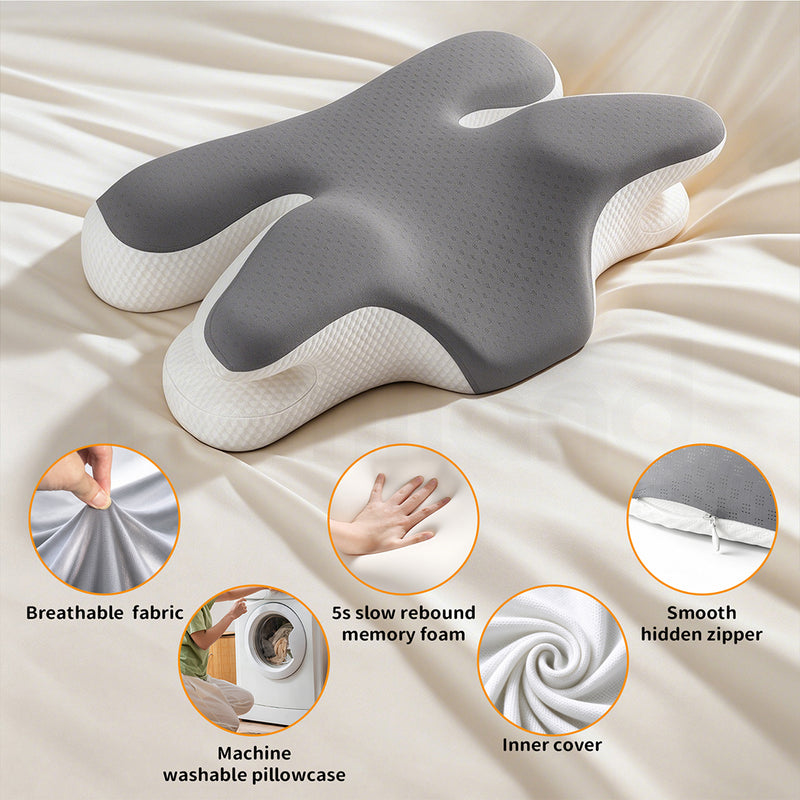 Familand Cervical Neck Pillow Memory Foam Ergonomics Pillows in Grey