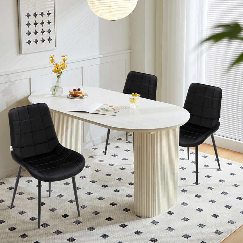 Familand Velvet Dining Chairs Set Of 4 in Black