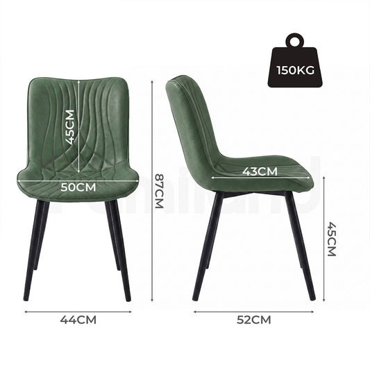 Familand Dining Chairs Set Of 2 PU Leather Padded Seat Kitchen Living Room Chair