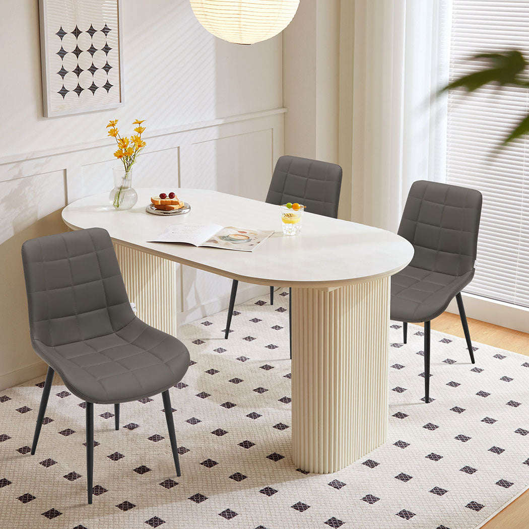 Familand Faux Leather Dining Chairs Set Of 4 in Grey