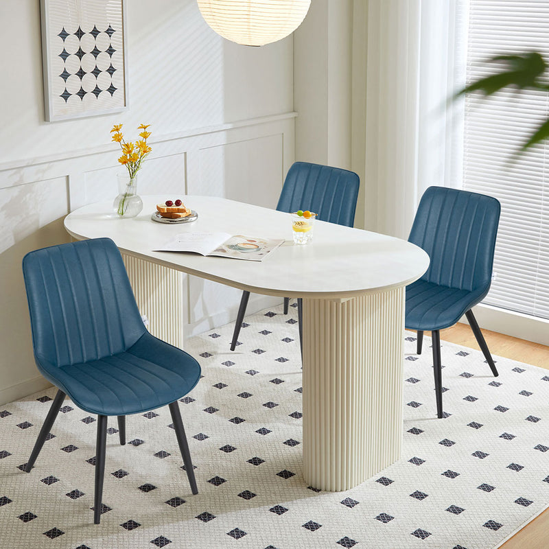 Familand Faux Leather Dining Chairs Set Of 2 in Navy