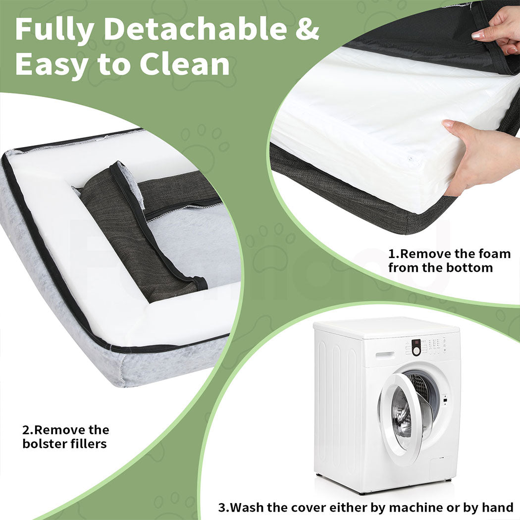 Tedi’s Linen Orthopedic Dog Bed in Dark Grey